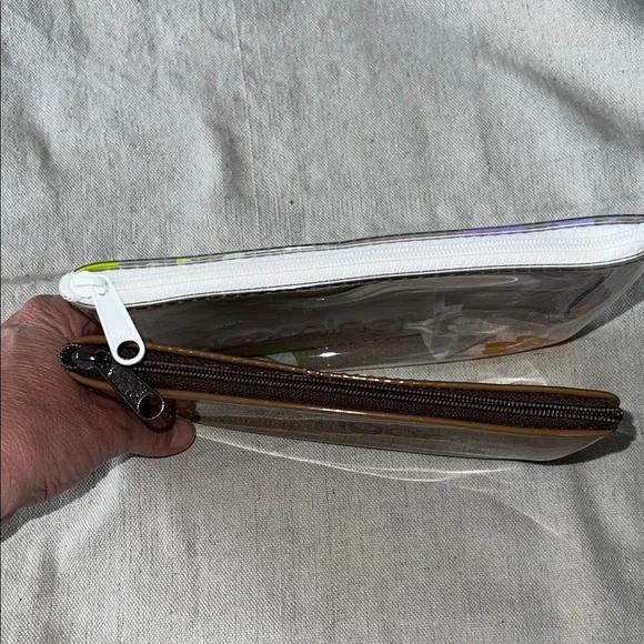 Bloomingdale's Brown and Clear Floral Travel Set Cosmetic Bags - Picture 5 of 9